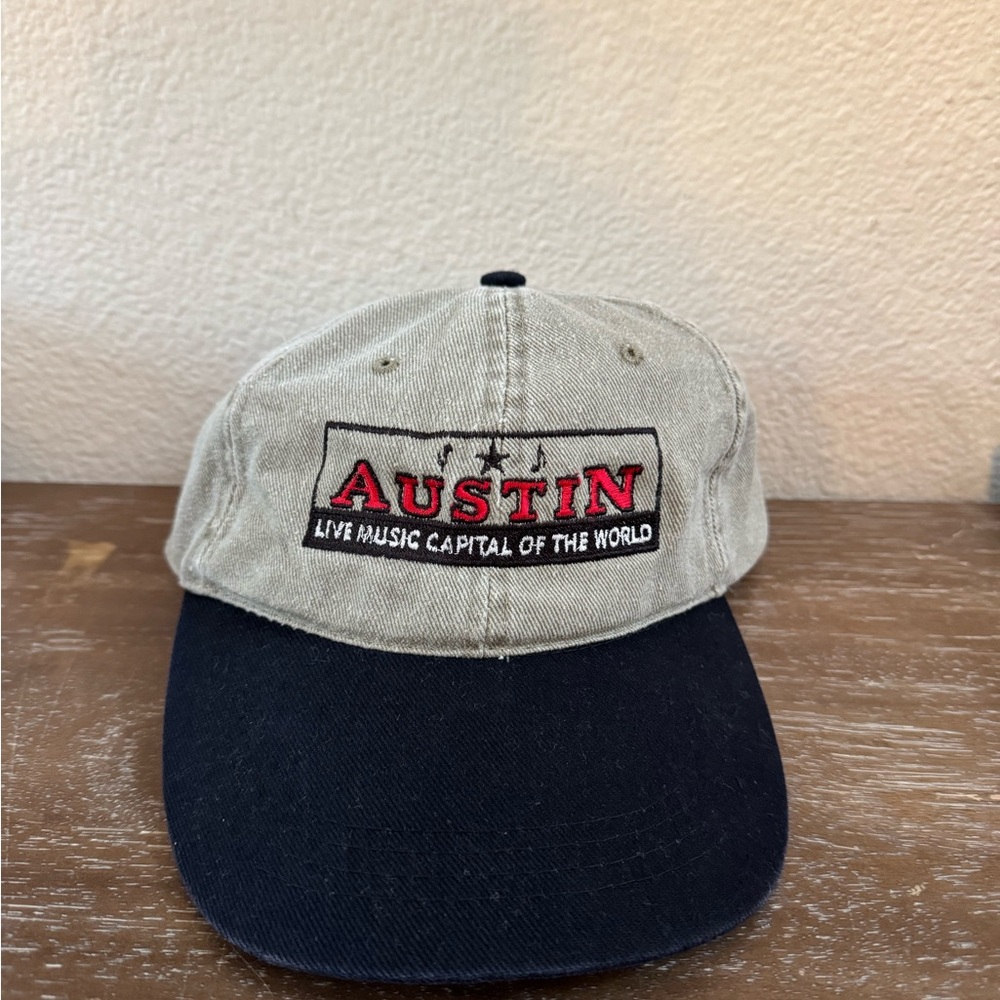 Vintage Austin Two-Tone Cotton Baseball Cap - Beige & Black
